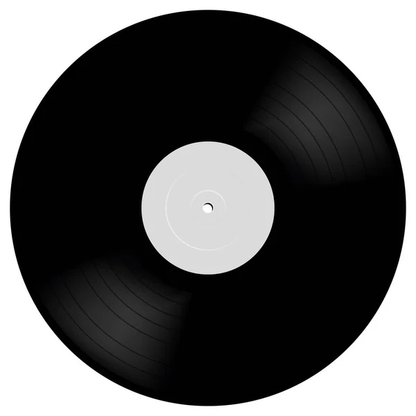 Vinilo LP grabar en estilo realista. Negro musical de larga duración disco de reproducción 33 rpm. Ilustración de maqueta vectorial . — Vector de stock