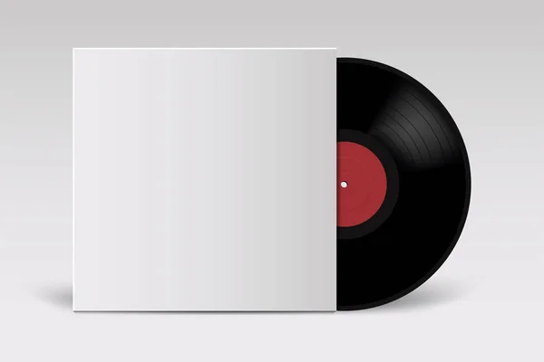 Disque de vinyle réaliste avec couverture Mockup. Design rétro. Vue de face . — Image vectorielle