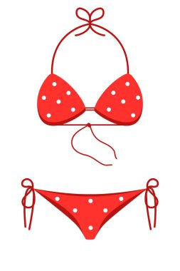 Kırmızı bikini izole üzerinde beyaz arka plan uygun. Düz stil vektör çizim.