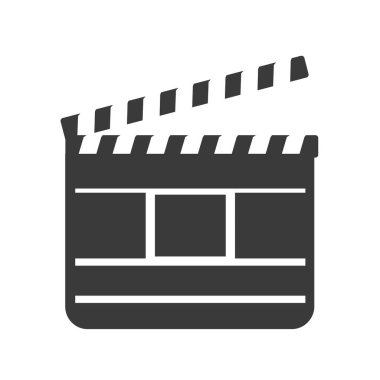 Siyah film Klaket Board arduvaz simgesi. Vektör Illustration beyaz arka planda yalıtılmış.