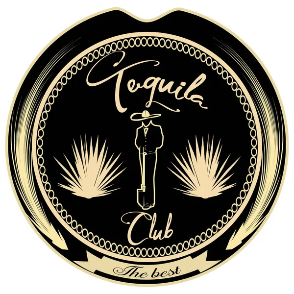 Tequila amanti club distintivo emblema modello vettoriale — Vettoriale Stock