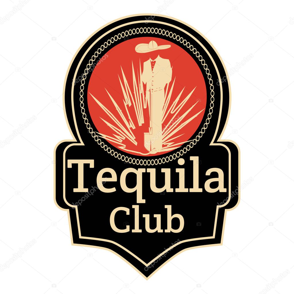 Tequila club badge emblem template. Vector design element for tequila lovers community.