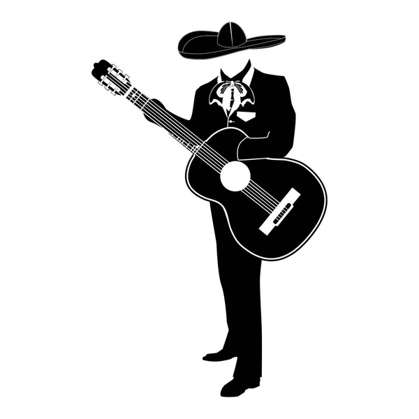 Mariachi músico com ilustração de vetor de guitarra —  Vetores de Stock