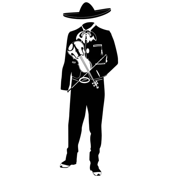 Mariachi musician with violin vector illustration — Stock Vector