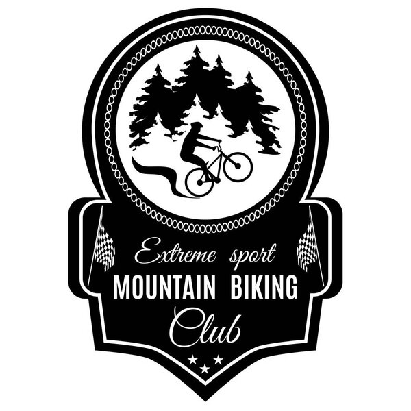 Vector mountain biking extreme sport club emblem