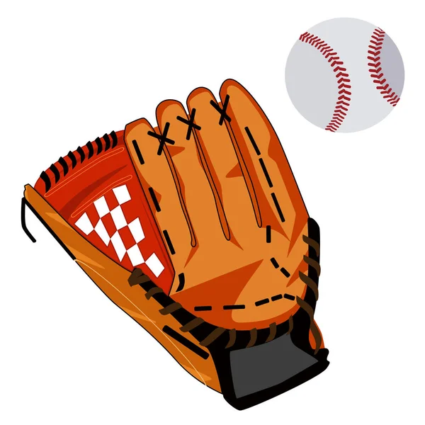 Baseball kesztyű és a labda lapos illusztráció vektor — Stock Vector