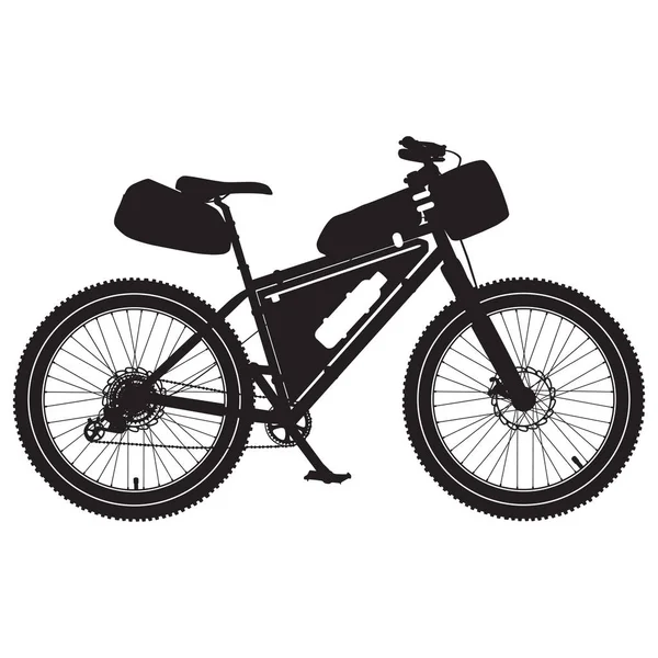 Vektorillustration av bikepacking cykel svart siluett — Stock vektor