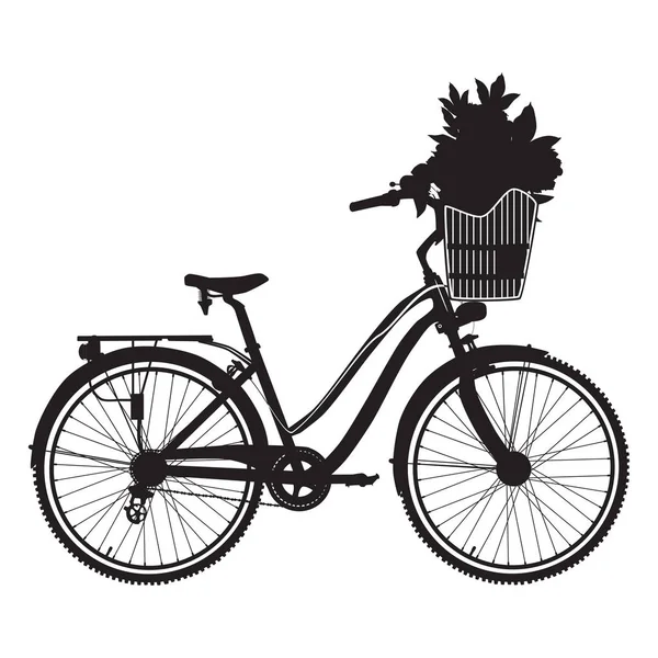 Ilustración vectorial de la silueta negra de bicicleta de ciudad — Archivo Imágenes Vectoriales
