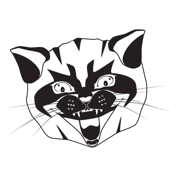 猫頭黒白いベクトル イラストのシルエット — ストックベクタ