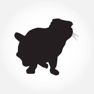 Beyaz vektör çiziminde kedi siyah silueti