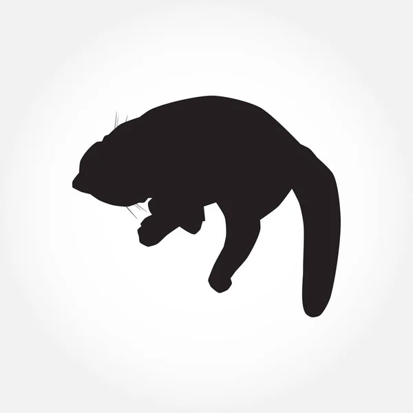 Кіт чорний силует на білому Векторні ілюстрації — стоковий вектор