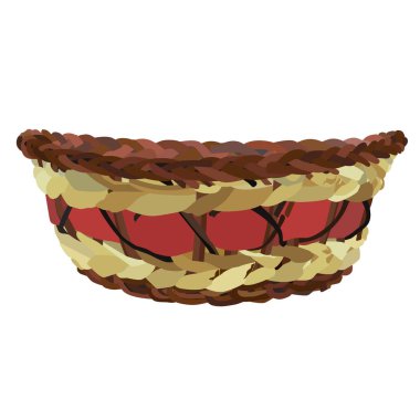 Boş renkli hasır sepet izole illüstrasyon vektör