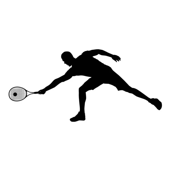 网球运动员黑色剪影在白色背景,矢量插图 — 图库矢量图片