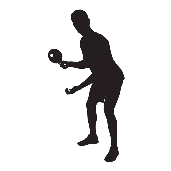 Tischtennisspieler schwarze Silhouette auf weißem Hintergrund, Vektorabbildung — Stockvektor