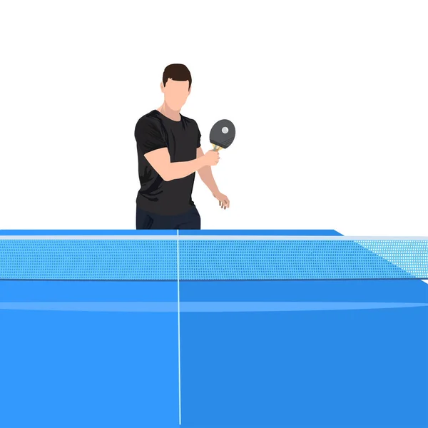 Ping pong jugador de juego y equipo, vector ilustración aislada — Vector de stock