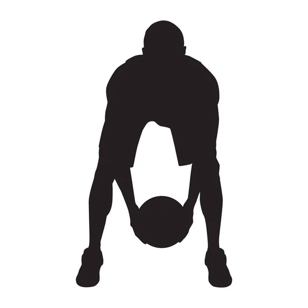 Profi-Basketballspieler Silhouette mit Ball, Vektorillustration. Basketball-Dribbelkünste, Spielzüge, Tricks. — Stockvektor