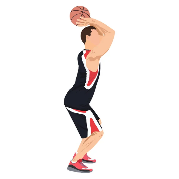 Επαγγελματική μπάλα σκοποβολής μπασκετμπολίστας στο στεφάνι, διανυσματική απεικόνιση — Διανυσματικό Αρχείο