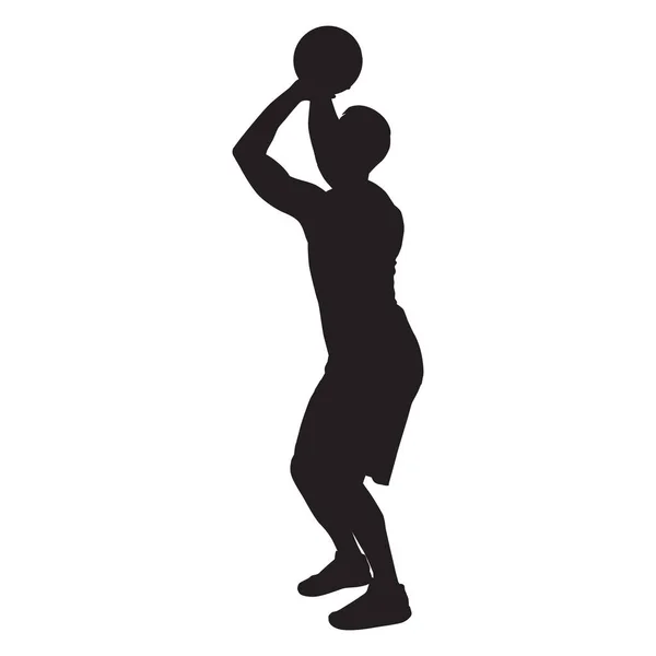 Bola de tiro profissional da silhueta do jogador de basquete no aro, ilustração do vetor Vetores De Stock Royalty-Free