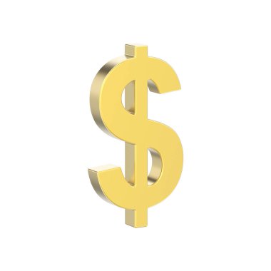 beyaz zemin üzerine altın dolar para 3D illüstrasyon izole