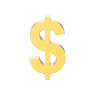 beyaz zemin üzerine altın dolar para 3D illüstrasyon izole