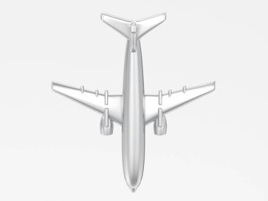 3D çizim gümüş gri bir arka plan üzerinde uçak