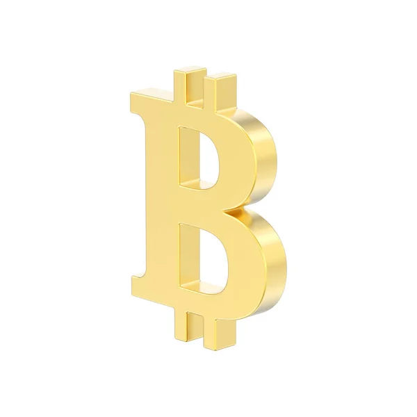 Illusztráció Elszigetelt Fehér Alapon Arany Bitcoin — Stock Fotó