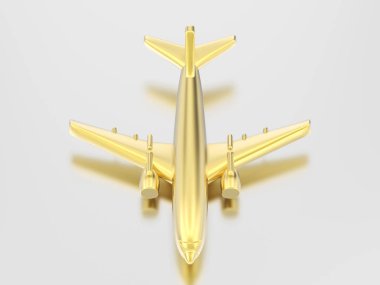 3D çizim altın uçak 