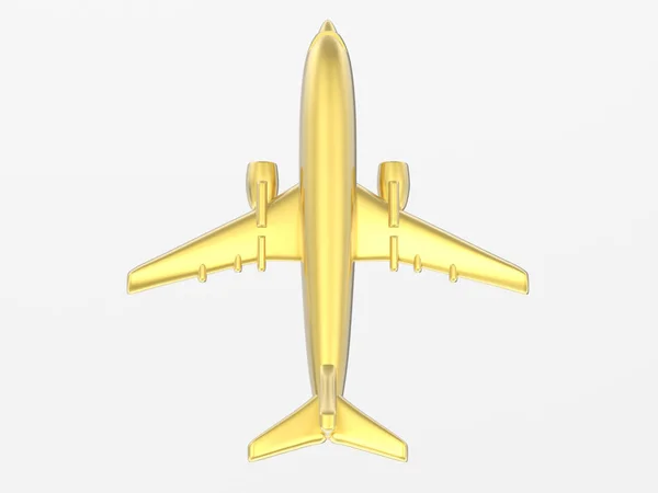 3D illustration gold airplane — Stock Photo, Image