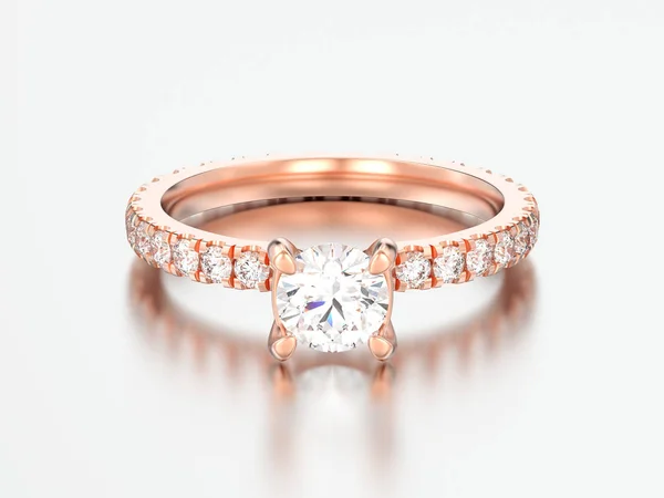 插图玫瑰金订婚结婚钻石戒指灰色背景 — 图库照片