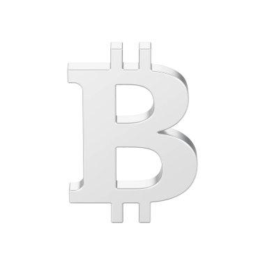 Beyaz bir arka plan üzerinde 3D illüstrasyon izole gümüş bitcoin