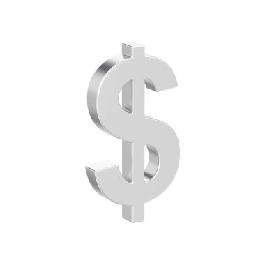 Beyaz bir arka plan üzerinde 3D illüstrasyon izole gümüş dolar para