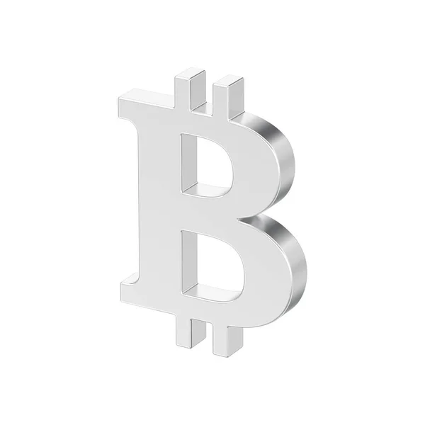 Ilustración Bitcoin Plata Aislada Sobre Fondo Blanco —  Fotos de Stock