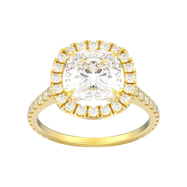 3D resimde sarı altın nişan yastığı elmas alyans beyaz bir adam üzerinde