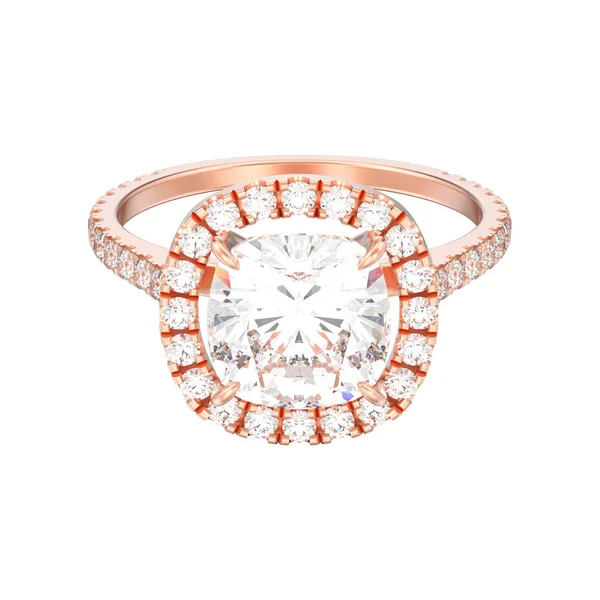 Απεικόνιση Rose Gold Αρραβώνα Γάμου Μαξιλάρι Διαμαντένιο Δαχτυλίδι Λευκό Φόντο — Φωτογραφία Αρχείου
