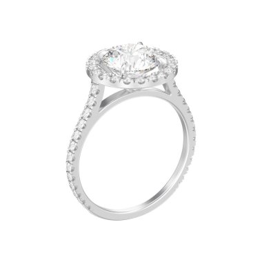 3D illüstrasyon izole gümüş nişan düğün elmas yüzük beyaz bir arka plan üzerinde