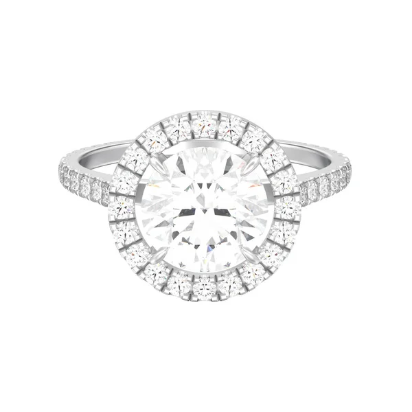 Abbildung Isoliert Silberne Hochzeit Diamant Verlobungsring Auf Weißem Hintergrund — Stockfoto