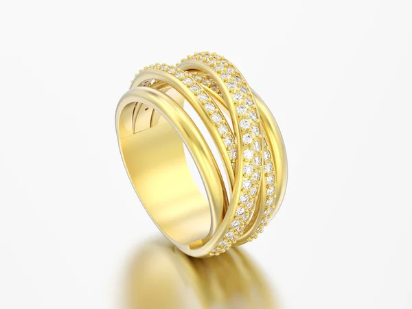 Illustration Gold Dekorativer Diamant Kreuz Ring Mit Reflexion Auf Grauem — Stockfoto