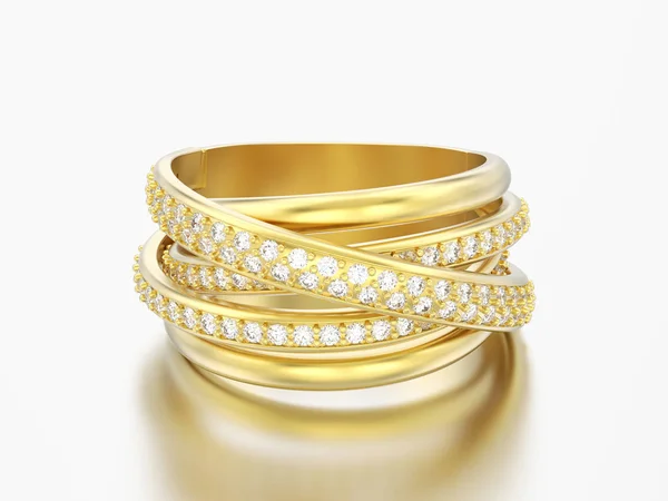 Illustration Guld Dekorativa Diamond Criss Cross Ring Med Reflektion Grå — Stockfoto