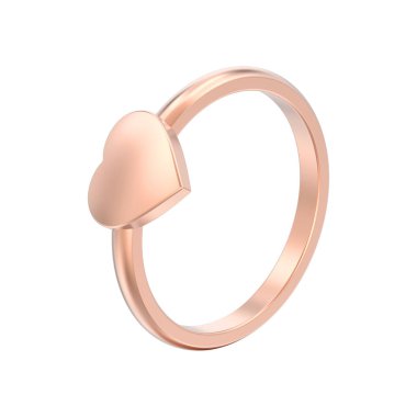 3D illüstrasyon izole gül altın nişan düğün kalp yüzük beyaz bir arka plan üzerinde