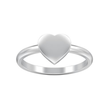 3D illüstrasyon izole gümüş nişan düğün kalp yüzük beyaz bir arka plan üzerinde