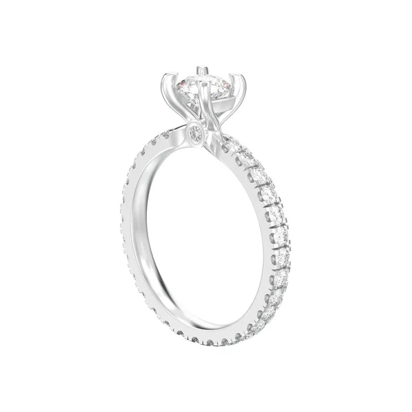 Illustration Isolerade Silver Diamant Bröllop Förlovningsring Vit Bakgrund — Stockfoto