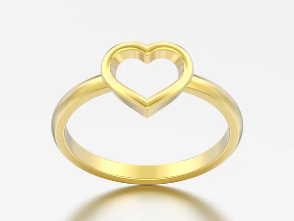 3d 例证金子订婚婚礼心脏圆环 — 图库照片