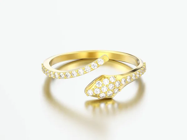 Illusztráció Arany Szabad Mérete Állítható Gyémánt Gyűrű Szürke Háttere — Stock Fotó