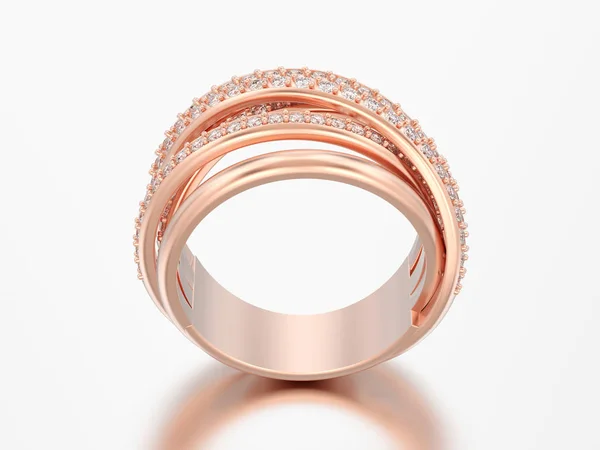 Illustratie Rose Gouden Decoratieve Diamant Criss Cross Ring Met Reflectie — Stockfoto