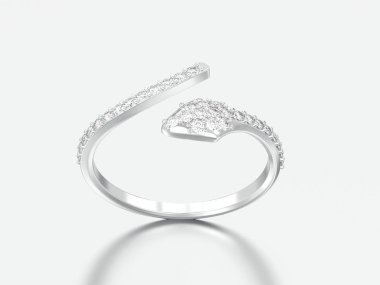 3D çizim gümüş gri bir adam üzerinde ücretsiz boyutu ayarlanabilir elmas yüzük