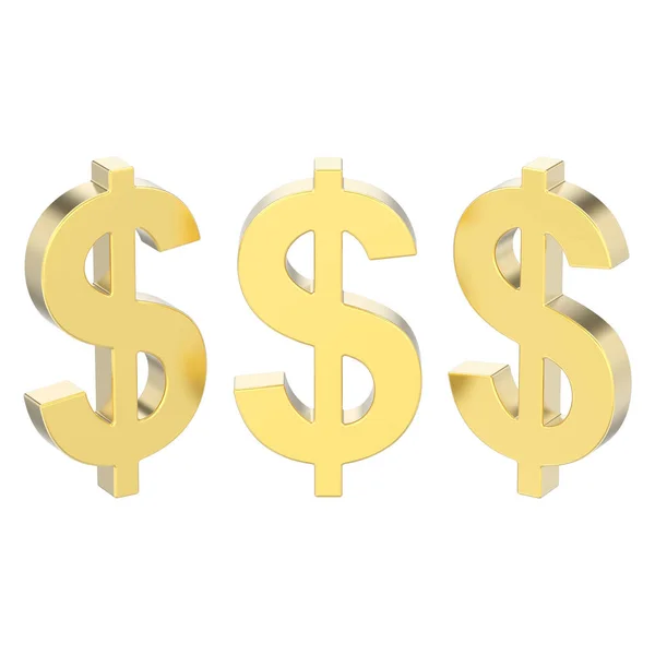 Beyaz Bir Arka Plan Üzerinde Farklı Görünüm Altın Dolar Para — Stok fotoğraf