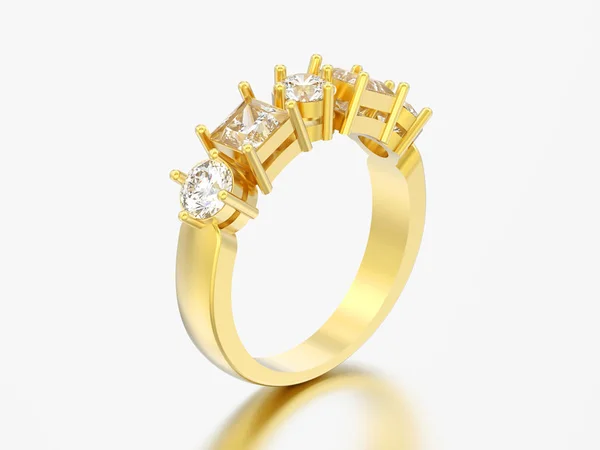 Illustration Bague Décorative Avec Différents Diamants Ronds Carrés Sur Fond — Photo