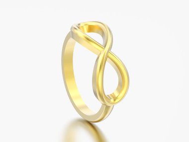 gri bir arka plan üzerinde 3D illüstrasyon altın basit sonsuzluk halka