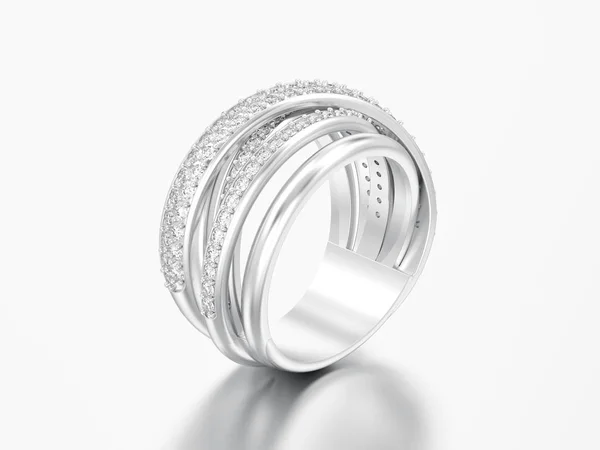 Illustration Silber Dekorativer Diamant Kreuz Ring Mit Reflexion Auf Grauem — Stockfoto