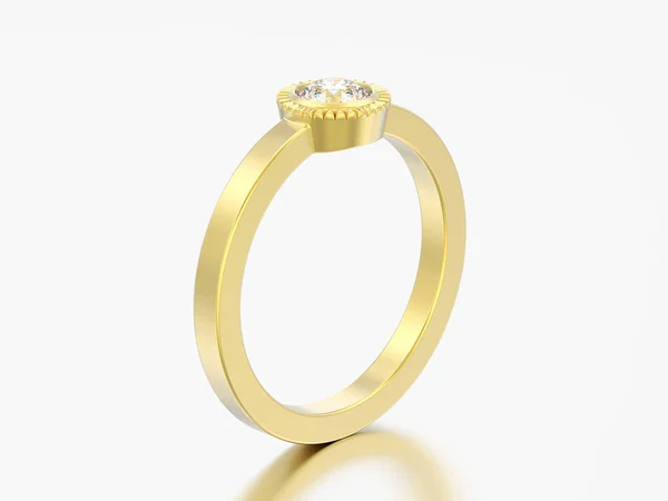 Illustration Gold Hochzeit Solitär Runde Diamant Lünette Ring Auf Grauem — Stockfoto